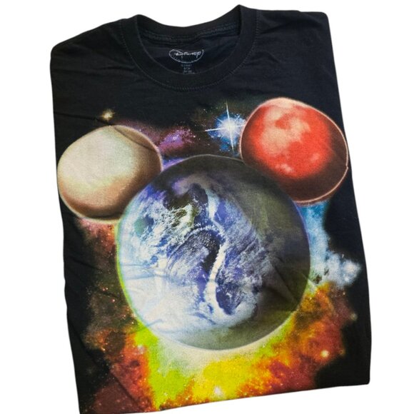DISNEY Planet Mickey Black Short Sleeve T-Shirt sz S 34/36 Pre-Shrunk - Picture 6 of 10
